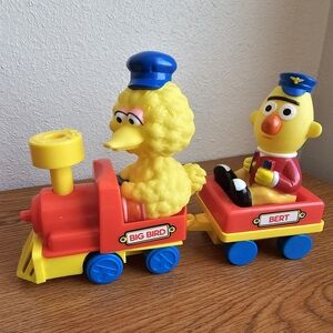 Vintage Sesame Street Big Bird Bert Wind Up Train Muppets Inc Tyco Toy